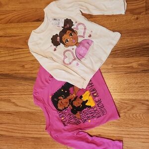 2 Children's Place long sleeve toddler t shirts pink and winter white